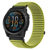 Correa de reloj Garmin de 20 mm con cierre de velcro y nailon tejido, interfaz metálica (verde campo)