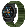 Correa de reloj Garmin de 20 mm con cierre de velcro y nailon tejido, interfaz metálica (verde abeto)