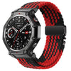 Correa de reloj elástica de nailon trenzado con hebilla de paracaídas y liberación rápida para Amazfit T-Rex 3 (negro y rojo)