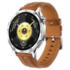 Correa de cuero con hebilla plateada para Huawei Watch GT 6 de 46 mm (amarillo y marrón)