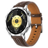Correa de cuero con hebilla plateada para Huawei Watch GT 6 de 46 mm (marrón oscuro)