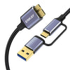 Cable de datos ENKAY 2 en 1 USB 3.0/Tipo C a USB 3.0 Micro-B de 5 Gbps para cámara y disco duro, longitud: 0,25 m