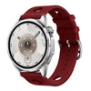 Correa de reloj de silicona con agujeros de color sólido y hebilla de escalera de 20 mm (rojo vino)
