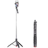 Palo selfie extensible de acero inoxidable L15TT con trípode desplegable automático y soporte de suelo antivibración.