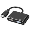 Adaptador HDMI a VGA y HDMI 2 en 1 para Windows/Mac OS/Linux Plug & Play