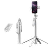 Estabilizador de mano P18TK antivibración, trípode extensible de 4 patas de 1,8 m y palo selfie con Bluetooth (blanco)