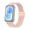 Correa de nailon trenzado elástico con hebilla magnética para Huawei Band 11/Band 11 Pro (rosa estrella)