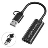Cable adaptador HU-02A para transmisión en vivo, HDMI a USB/Tipo-C, tarjeta de captura de video 2 en 1