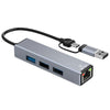 Adaptador Ethernet HC-78 4 en 1 con concentrador y divisor de tarjeta de red USB-C/USB-A a USB 3.0/2.0 RJ45