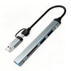 Lector de tarjetas SD/TF USB-C/USB-A a USB 3.0/2.0 HC-77A, concentrador de expansión 5 en 1 de aleación de aluminio.