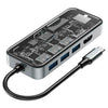 HC-87 Hub USB-C 10 en 1 Gigabit Ethernet 4K HD PD Adaptador multipuerto de carga de 100 W