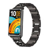 Correa de reloj de metal con tres cuentas y diamantes para Huawei Band 11 / Band 11 Pro (negra)