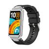 Correa de silicona para Huawei Band 11 / Band 11 Pro con hebilla de pasador plateada y conector metálico de liberación rápida (negra).