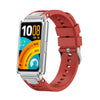 Correa de silicona para Huawei Band 11 / Band 11 Pro con hebilla de pasador plateada y conector metálico de liberación rápida (roja).