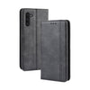 Estuche de cuero con tapa horizontal con textura de caballo loco retro con hebilla magnética para Galaxy Note 10, con soporte, ranuras para tarjetas y marco de fotos (negro)
