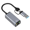 Adaptador Ethernet HC-72S USB-C/USB-A a RJ45 de 100 Mbps