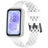 Correa de silicona transpirable perforada en forma de U con doble hebilla para Huawei Band 11 / Band 11 Pro (Blanco)
