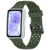 Correa de silicona transpirable con doble hebilla perforada en forma de U para Huawei Band 11 / Band 11 Pro (verde oscuro)