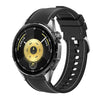 Correa de reloj híbrida de silicona y cuero vegano de 20 mm con costuras (negra)