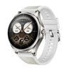 Correa híbrida de silicona y cuero vegano de microfibra cosida para Huawei Watch Buds 2 (Blanco)