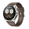 Correa híbrida de silicona y cuero vegano de microfibra cosida para Huawei Watch Buds 2 (marrón)