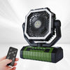 Ventilador de escritorio con gancho para tienda de campaña WG353 para exteriores, con batería de 20000 mAh (verde)