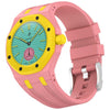 Correa de silicona con hebilla de acero inoxidable integrada para Swatch Royal Pop / Audemars Piguet (rosa y amarillo)