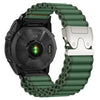 Correa de reloj Gamin de 22 mm con hebilla de paracaídas, ancha y acanalada, de nailon (verde y plateado).