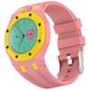 Correa de silicona de color contrastante (rosa y amarillo) con hebilla de acero inoxidable integrada para Swatch Royal Pop