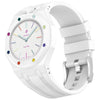 Correa de silicona de color contrastante con hebilla de acero inoxidable integrada para Swatch Royal Pop (Blanco)