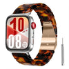 Correa de resina con cierre de mariposa y tres cuentas para Huawei Watch Fit 5 / Fit 5 Pro / Fit 4, con herramienta para quitar (imitación carey).