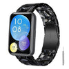 Correa de resina con cierre de mariposa y tres cuentas para Huawei Watch Fit, con herramienta para quitar (negro mixto).