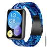 Correa de resina con cierre de mariposa y tres cuentas para Huawei Watch Fit, con herramienta para quitar (azul tinta).
