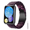 Correa de resina con cierre de mariposa y tres cuentas para Huawei Watch Fit, con herramienta para quitar (morado y negro).