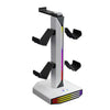 Soporte para auriculares con controlador de juegos RGB giratorio de 360 grados y 8006 puertos de carga USB (blanco)