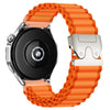 Correa de reloj de nailon acanalada ancha de 20 mm con hebilla de paracaídas para uso todoterreno (naranja y plata)