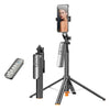 T05TK Trípode para fotografía, palo selfie, estabilizador gimbal de apertura automática, control remoto, soporte para teléfono