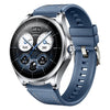 Correa de reloj híbrida de cuero y silicona de 22 mm con botón de liberación rápida (azul topacio)