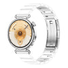 Correa de reloj de 18 mm con hebilla plegable de doble presión y eslabón de liberación rápida con aspecto cerámico (blanca)