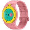 Correa de silicona magnética integrada para reloj Swatch Royal Pop con cierre a las doce en punto (rosa)