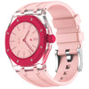 Para Swatch Royal Pop Three O'Clock Direction, caja de plástico transparente con correa de silicona integrada (rosa arena)