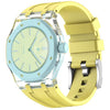 Para Swatch Royal Pop Three O'Clock Direction, caja de plástico transparente con correa de silicona integrada (amarillo)