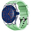 Para Swatch Royal Pop Three O'Clock Direction, caja de plástico transparente con correa de silicona integrada (verde leche)