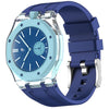 Para Swatch Royal Pop Twelve O'Clock Direction, caja de plástico transparente con correa de silicona integrada (azul oscuro)