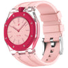 Para Swatch Royal Pop Twelve O'Clock Direction, caja de plástico transparente con correa de silicona integrada (rosa arena)