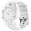 Para Swatch Royal Pop Twelve O' Clock Direction, caja de plástico transparente con correa de silicona integrada (blanco)