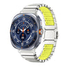 Correa de reloj híbrida de titanio y silicona con hebilla magnética para Galaxy Watch Ultra 2026-2024 (verde plateado)
