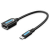 Adaptador OTG VENTION Serie CCU USB 2.0 Micro-B macho a USB-A hembra, cable de datos redondo de PVC de 0,15 m (negro)