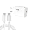 Fuente de alimentación GaN de 120 W con tecnología PD48 y puerto USB-C para portátiles, con cable de datos USB-C a USB-C y enchufe europeo (blanco)