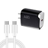 Fuente de alimentación para portátil PD48 GaN de 120 W con USB-C, cable de datos USB-C a USB-C y enchufe estadounidense (negro).